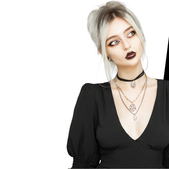 Disturbia Black Divination Textured Mini Dress Size 10 Goth Gothic whimsical - Picture 16 of 16